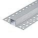 Plaster-in Trimless LED Aluminum Channel 6-Pack 1m/3.3ft with Flange for LED Strip Installation, Drywall Aluminum Profile with Clip-in Diffuser and End Caps