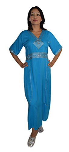 Moroccan Caftan Handmade Light Weight Cotton Embroidery Fits SMALL to MEDIUM