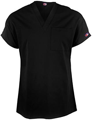 MediFit Men's Basic Solid V-Neck Medical Scrub Top(Mentop-Med,Blk-XS)