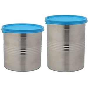 Signoraware Modular Steel Container Round 1000ml+1500ml, Set of 2, Blue
