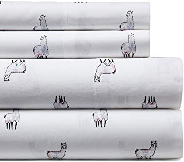 Washed Percale Llama (Alpaca) Soft Luxe Sheet Set 100% Cotton 200 Thread Count (Full)