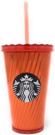 Starbucks Cold Cup Insulated Travel Tumbler Orange and Black 16 fl oz Halloween Gift Perfect for Pumpkin Spice Latte or Coffee