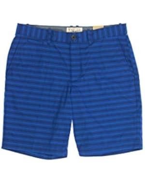 Men's Blue Striped Flat Front Walking Shorts