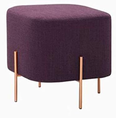 ZfgG Ottoman Footstools Burlap Stool Modern Small Creative Iron Sofa Stool Home Stool Clothing Fitting Room Change Shoe Bench Pedal,454542cm (Color : Purple, Size : 454542cm)
