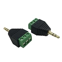 CERRXIAN 3.5mm 3 Pole Stereo Audio Video Male to 3 Screw Terminal Female Double Track Headphone Balum Converter Adapter (2-Pack)