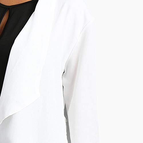 Sunward Chiffon Cardigan for Women Solid Colors 3/4 Sleeve Open Front Cover Ups (L, White) - Thumbnail 6