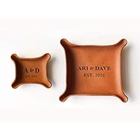 Leather Personalized Leather Catchall Tray (Gift Set (Small+Large), Cognac Brown)