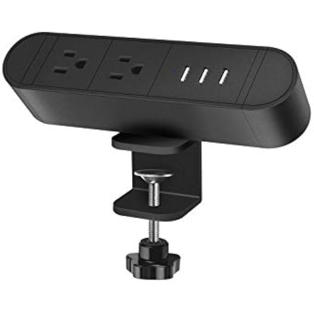Desktop Edge Power Outlets With USB Ports,Desk Clamp Strip,Aluminum