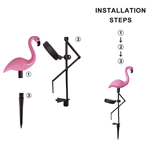 3 Pack Flamingo Decorative Garden Lights, New IP65 Waterproof and Solar Powered Outdoor Stake Pink Lights for Pathway Lawn Yard Landscape Path(3 in 1 Pack)