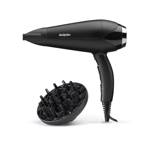 Haartrockner Turbo Smooth – 2200 W leistungsstarker Föhn, großer Diffusor, Ionen-Technologie mit Anti-Frizz, 3 Temperatureinstellungen & 2 Geschwindigkeitsstufen, Schwarz, D572DE