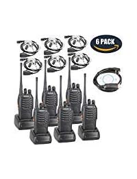 Baofeng BF-888S Two Way Radio con construido en linterna LED (Paquete de 6) + Covert Air Tubo acústico auricular