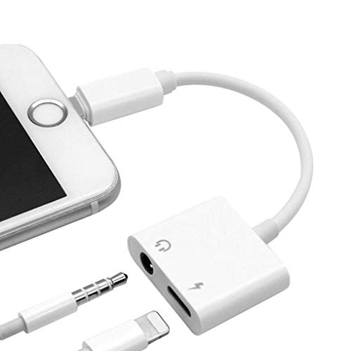Headphone Jack Adapter,Dongle Adapter to 3.5mm Jack Converter, Car Charge Accessories for iPhone 8/X/XS MAX/XR/8Plus/7/7 Plus, 2 in 1 Earphone Adapter Cable & Audio