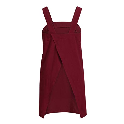 charmsamx Premium Soft Cotton Linen Apron for Women with 2 Double Front Large Size Pockets Solid Color Suspender Cross Back Apron X-Shaped Japanese Apron for Kitchen Restaurant Flower Arrangement