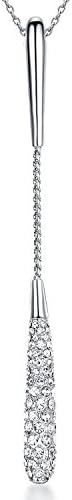 JINLAND ITALINA 18ct White Gold plated Swarovski Elements Crystal Women Long Pendant Necklace 17.3"+2" Extender Fashion Jewellery