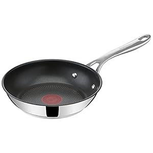 Tefal Jamie Oliver Koekenpan, 20 cm, roestvrij staal, antiaanbaklaag, versterkt titanium, thermo-signaal, diepe vorm…