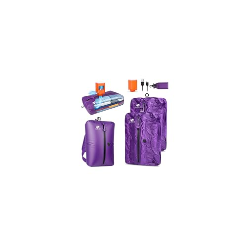 Zurligi Travel Vacuum Bag with Wireless Pump, IPX8 Waterproof Durable, Airtight Heavy-Duty Zipper, Portable Reusable Compression Packing Cubes with Shoulder Strap for Travel, Moving, Home Storage