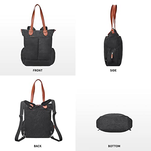 Pripher Convertible Backpack, Extra Large Canvas Tote Bag Tote Diaper