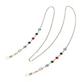 Eyeglass Chains sunglasses Neck strap Cord Beaded reading glasses chain Holder Lanyards Eyewear Retainer for women (GOLD)