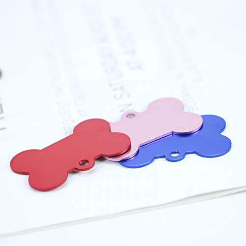 Monrocco 20pcs Aluminum Alloy Pet ID Tag Bone Shape Double Sided Dog Cat Pet Name Phone Number Tag (Random Color)