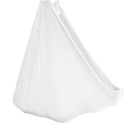 WELLSEM Deluxe L:5.5 Yards W:3 Yard Yoga Flying Swing Aerial Yoga Hammock Silk Fabric for Yoga Anti-gravity Pilates (White)
