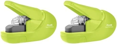 PLUS Japan, Staple-Free Stapler Green, 5 Sheet Capacity, 1 Piece Pack (1 x 1 Stapler) (Pack of 2)