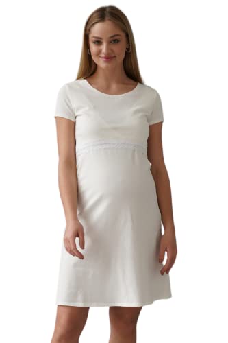 ToBe Women's Mutterschaft Home Set: Shirt + Bademantel mit 3/4-Ärmel Nightgown, Milk, S