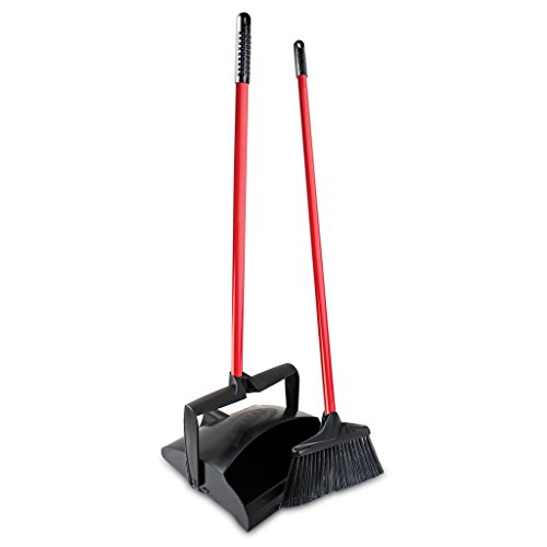 Libman Commercial 919 Lobby Dust Pan and Broom Set (Open Lid), Black