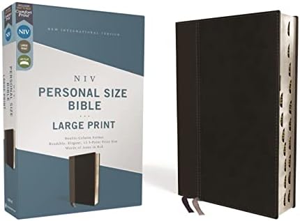NIV, Thinline Bible, Giant Print, Bonded Leather, Black, Red