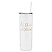 Mother of The Groom - 20 oz Stainless Steel Skinny Tumbler (White and Gold)