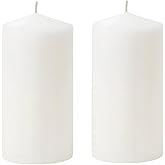 SwandTanpand White Pillar Candle Set - 2 Unscented Decorative,Parties, Large Candles, White Candle Columns, Column Candles Clearance or Kwanzaa, 2.4" x 6" (2PC, 6cmX15cm)