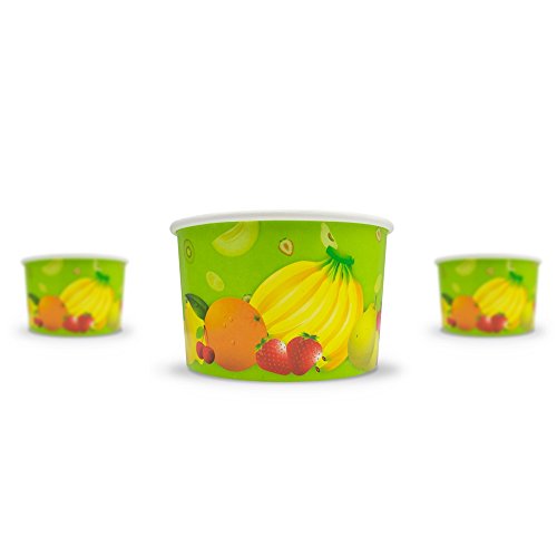 [50 Count] Tropical Paper Ice Cream Cups - 8 oz Fresh Fruit Dessert Bowls Perfect For Yummy Treats! Frozen Dessert Supplies - Thumbnail 2