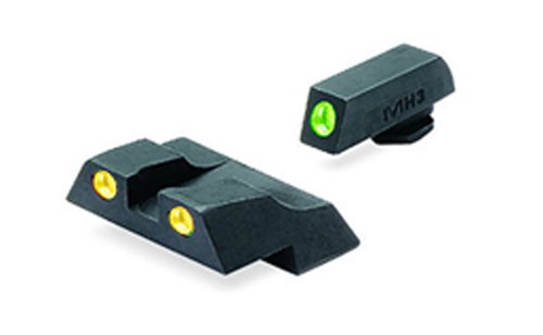 Meprolight Glock Tru-Dot Night Sight for G26 & G27. Yellow rear sight and green front sight. Fixed set