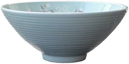 GYY Large Home Ceramic Bowl Soup Cereal Bowl With Hand Drawn Pattern, Deep Kitchen Bowl Non-slip & Anti-scalding (Color : BLUE, Size : 8 INCH)