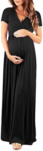 Women's Maternity Dress Pregnancy Short Sleeve V Neck Breastfeeding Dress with Delicate Ruched Details Wrap Waist Maxi Dress A-Line Nursing Dresses Cocktail Elegant Evening Prom Gown