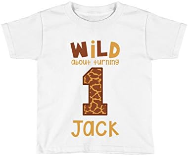 Baby Boys' Giraffe Print 1st Birthday Outfit or Shirt | Personalized With any Name (White, 24 Month Shirt)