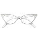 zeroUV Blue Light Blocking Vintage Cat Eye Glasses for Women UV400 Embellished with Rhinestones, 50s Rockabilly Accessories 51mm (White)