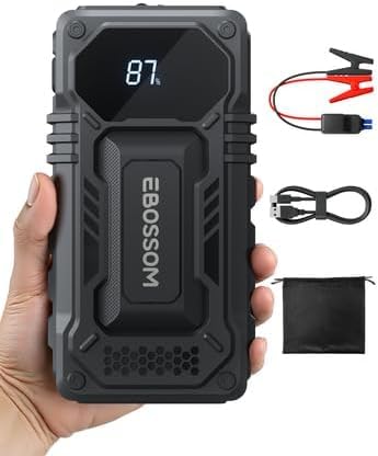Car Battery Jump Starter, Battery Jump Box, Vehicle Jump Booster with Smart Jumper Cables,LED Light Emergency Car Kits for Vehicles,Arrancador Ae Batería