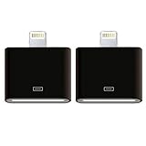 Lightning to 30-Pin Adapter, 2-Pack AKwor 8 Pin to 30 Pin Charging Cable Adapter Converter for iPhone 7, 7 Plus, 6S, 6S Plug, 5S, 5C, iPad (4-5 Black2)