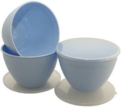 Just Pudding Basins Pastel Sky (Blue) basin & clear lid 3 Pack (1.5 pint or 850ml) (2 Pint or 1.17ltr) (1.5 Pint 850ml) (2 Pint or 1.14ltr) (3 Pint or 1.71ltr)