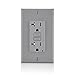 Leviton GFCI Outlet, 20 Amp, Self Test, Tamper-Resistant with LED Indicator Light, Protection from Electric Shock and Electrocution, GFTR2-GY, Gray
