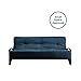 DHP Alessa Futon with Modern Metal Frame, Multifunctional Converts from Sofa to Bed, Full, Black