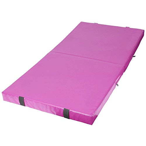 gymmatsdirect Gymnastics Tumbling Exercise Mat - 2" 4" Thick Folding Gym Mats Kids, Multiple Color/Size Choice (Pink (2 Sections), 3' x 6' x 4")