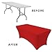 YOUR CHAIR COVERS - 8ft Red Rectangular Spandex Fitted Tablecloth Wedding Event Patio Decorations Elastic Fabric Stretch