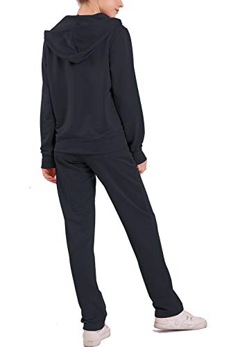 Womens Sweatsuits Sets 2 Piece Jogger Outfit Tracksuits Hoodie & Pants Activewear Zip-up Loungewear (Charcoal, XL) - Thumbnail 2