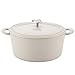 Ayesha Curry Cast Iron Enamel Casserole Dish/ Casserole Pan / Dutch Oven with Lid - 6 Quart, French Vanilla