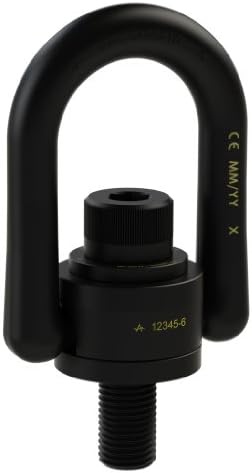 American Drill Bushing 33402 Heavy Duty Swivel Hoist Ring, Alloy Steel w/ Black Oxide finish, G Thread Size 1-1/4"-7, 15000 lbs Working Load Limit, 9-7/32" Height, 1-7/8" Thread Length