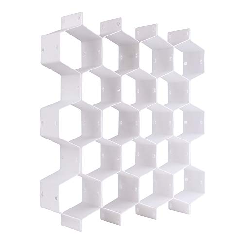 JIAKAI Honeycomb Drawer Organizer,Partition Bee Style Underwear Socks Bras Ties Belts Scarves Drawer Divider Cabinet Clapboard(White-1pcs)