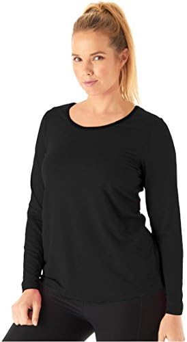 Fullbeauty Sport Women's Plus Size Peached Active Scoop Neck Tee Black,26/28
