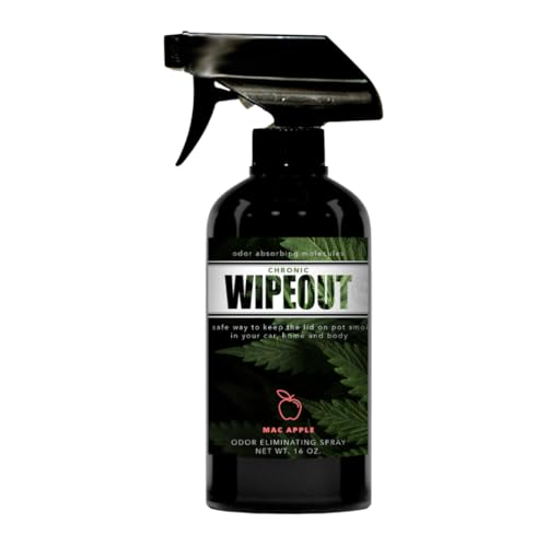 Chronic Wipeout Smoke Odor Eliminator Spray For Strong Odor - Highly Effective for Deodorizing Homes, Clothes, Cars, Office, Hands, & Hair from Smoke Smells - 1 16 oz Bottle Apple Fragrance