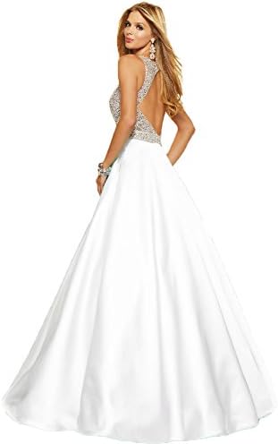 Women's Sparkly Crystal Beading Prom Dresses Long 2017 Sexy Open Back Party Ball Gown Scoop Bridesmaid Dresses XYB111